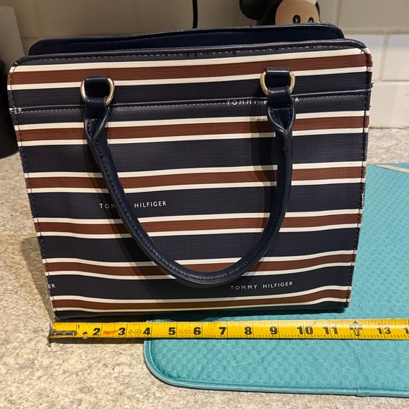 Tommy Hilfiger Brown and Navy Striped Satchel - Picture 1 of 5